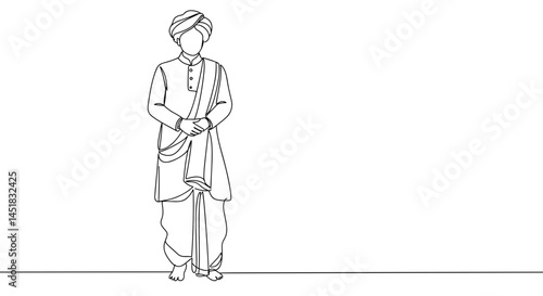 Obraz na płótnie Traditional Indian man standing gracefully in simple outline style w salonie