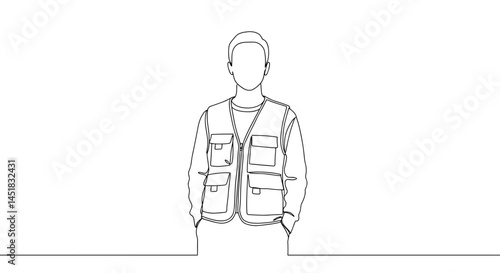 Obraz na płótnie Outline of a Person in a Vest Standing Against a White Background w salonie
