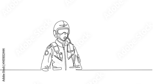 Obraz na płótnie Fighter Pilot Wearing Helmet and Uniform in Minimalist Style w salonie