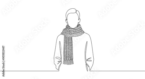 Person wearing a cozy scarf in a minimalistic style  