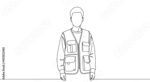 Obraz na płótnie Line Drawing of a Person in a Work Vest Standing Against a Plain Background w salonie
