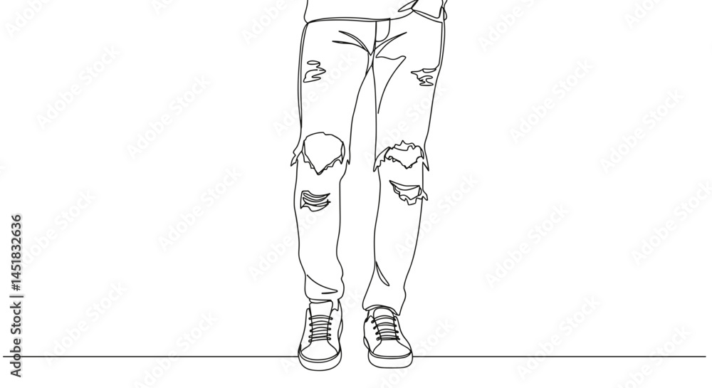 Casual illustration of person wearing ripped jeans walking