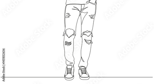 Obraz na płótnie Casual illustration of person wearing ripped jeans walking w salonie
