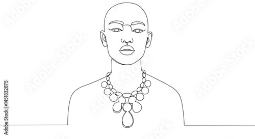 Obraz na płótnie Elegant line art of a woman wearing a statement necklace w salonie