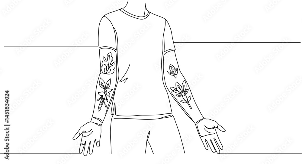 Person showing tattooed arms in a minimalist style