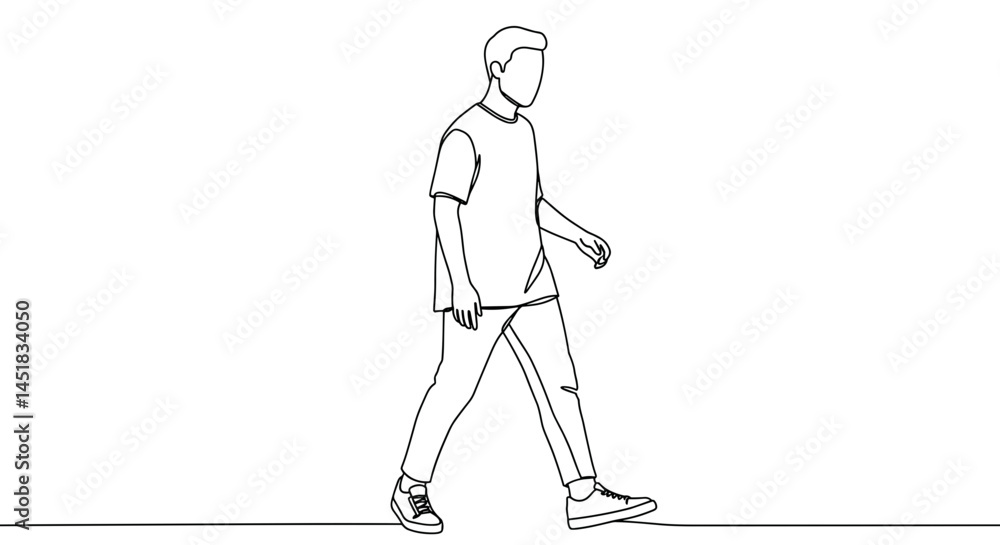 Minimalist illustration of a person walking