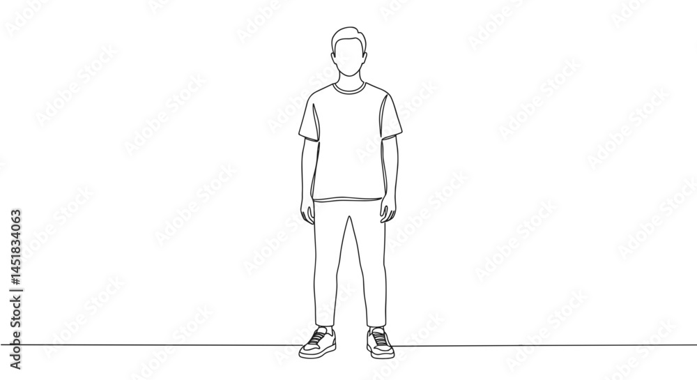Outline of a person standing on a plain background