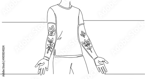 Obraz na płótnie Person showing tattooed arms in a minimalist style w salonie