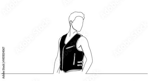 Obraz na płótnie Stylish young man showcasing a black vest against a minimal background w salonie