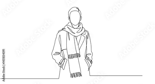 Obraz na płótnie Minimalist line drawing of a person wearing a scarf w salonie