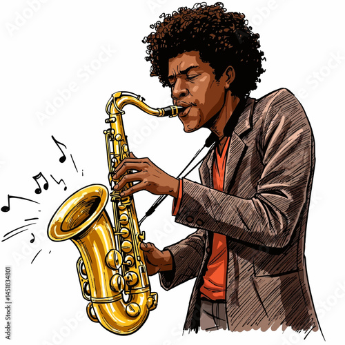 young man playing saxophone