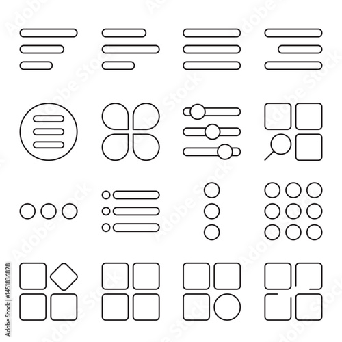 menu ui set of web icons in line style. menu ui, app menu, ui menu design, mobile menu and web menu. Vector illustration