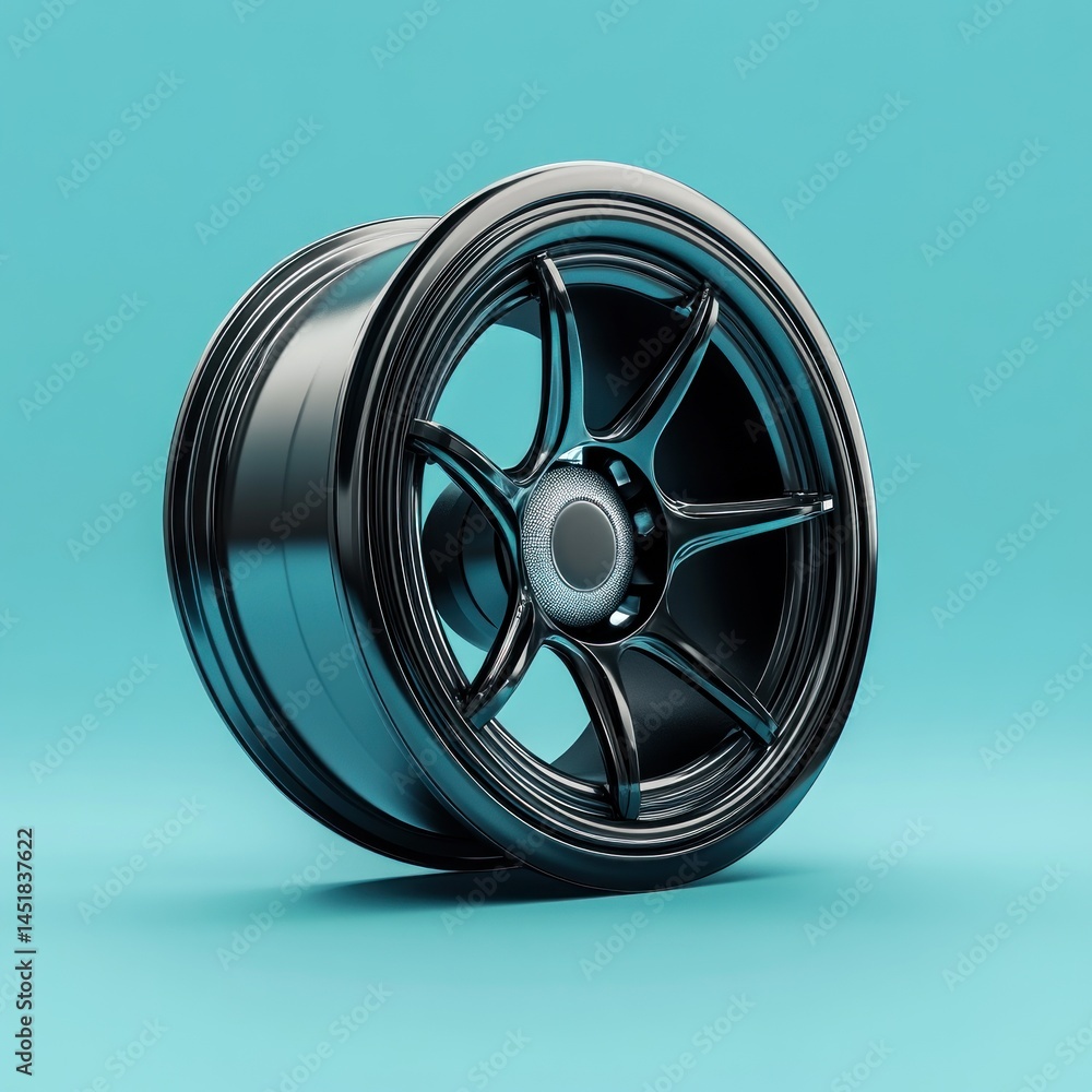 Obraz premium Sleek, black alloy wheel
