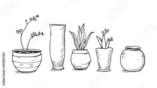 Ceramic Planter Line Art Illustration A Simple Artistic Expression