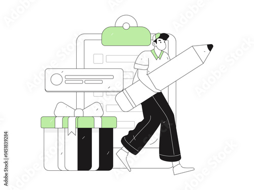 Invite friends to conduct questionnaire flat vector concept operation hand drawn illustration
