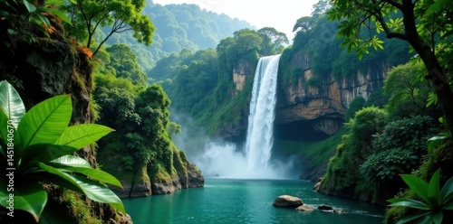 Seven-tiered Erawan Falls cascading through lush jungle, Asia, Southeast Asia, stream