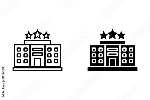 hotel in three star style with white background