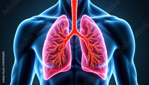 anatomically correct lungs with bronchial tree and alveoli in high resolution
