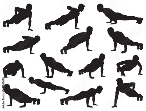  PUSH UP SILHOUETTE WHITE BACKGROUND