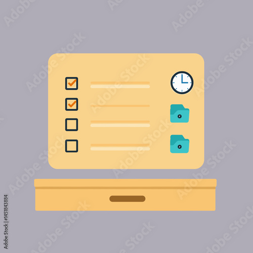 Task Checklist Illustration: An artistic depiction of a task checklist. with its corresponding time and storage. 