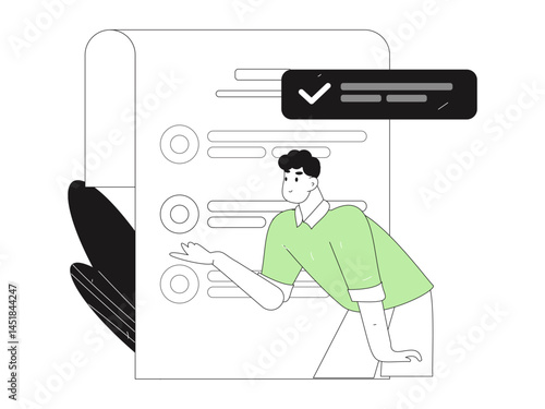 Invite friends to conduct questionnaire flat vector concept operation hand drawn illustration
