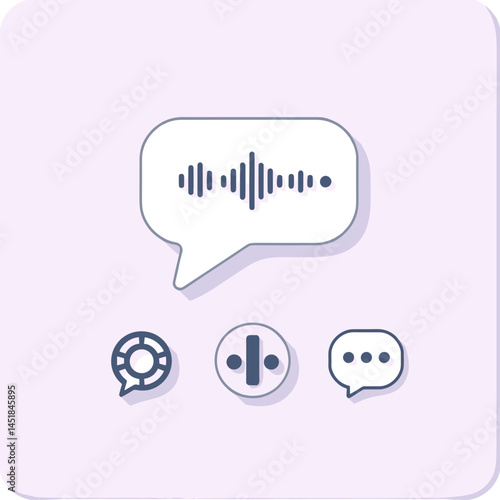 Voice Communication Icons: This image showcases a suite of elegant, minimalist icons, perfect for illustrating voice communication, interactive design, and modern digital interfaces.