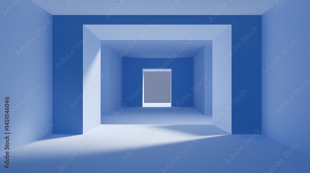 Abstract Blue Room Interior Design Architecture Minimalist Modern Space Abstract Blue Room Interior Design Architecture Minimalist Modern Space