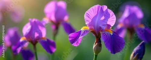 Vibrant purple Iris Laevigata bloom, isolated , illustration, high resolution