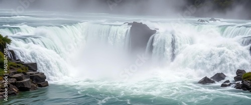Powerful Huka Falls churning white water in Taupo, New Zealand, water, landscape photography