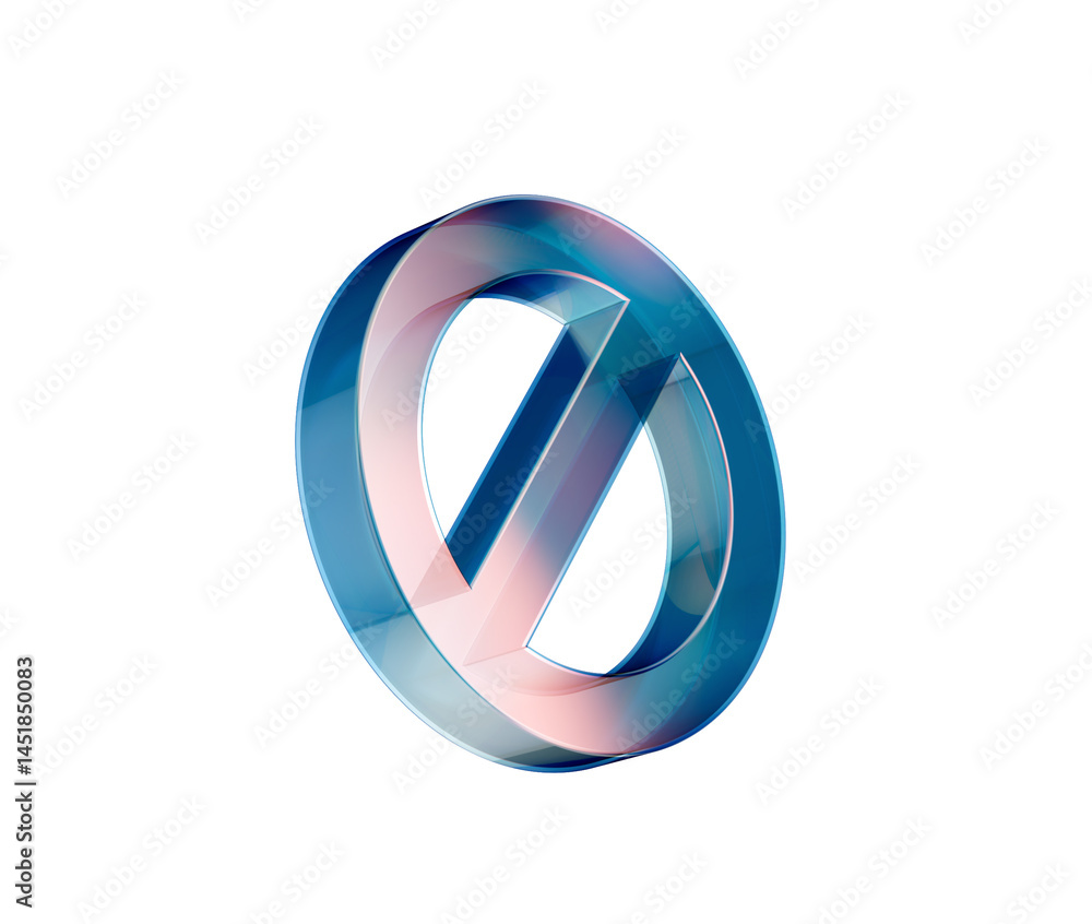 A sleek, transparent prohibition icon with a diagonal bar, symbolizing restriction. 3d illustration A sleek, transparent prohibition icon with a diagonal bar, symbolizing restriction. 3d illustration