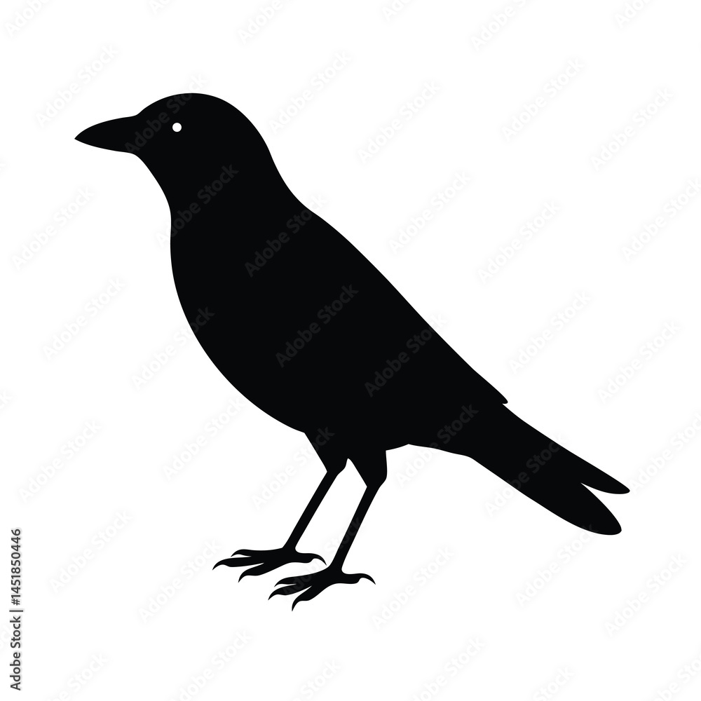 Minimal Style Crow Silhouette Vector Illustration Minimal Style Crow Silhouette Vector Illustration
