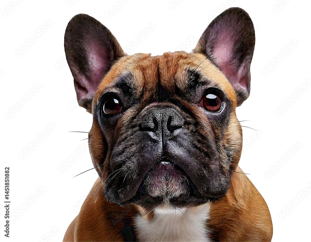 Adorable fawn French Bulldog puppy stares directly at the camera, showcasing its endearing features. Adorable fawn French Bulldog puppy stares directly at the camera, showcasing its endearing features.