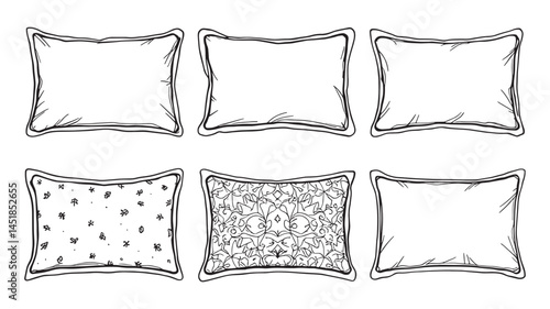 Cotton Pillowcase Line Art Illustration Simple Elegant Design Concept