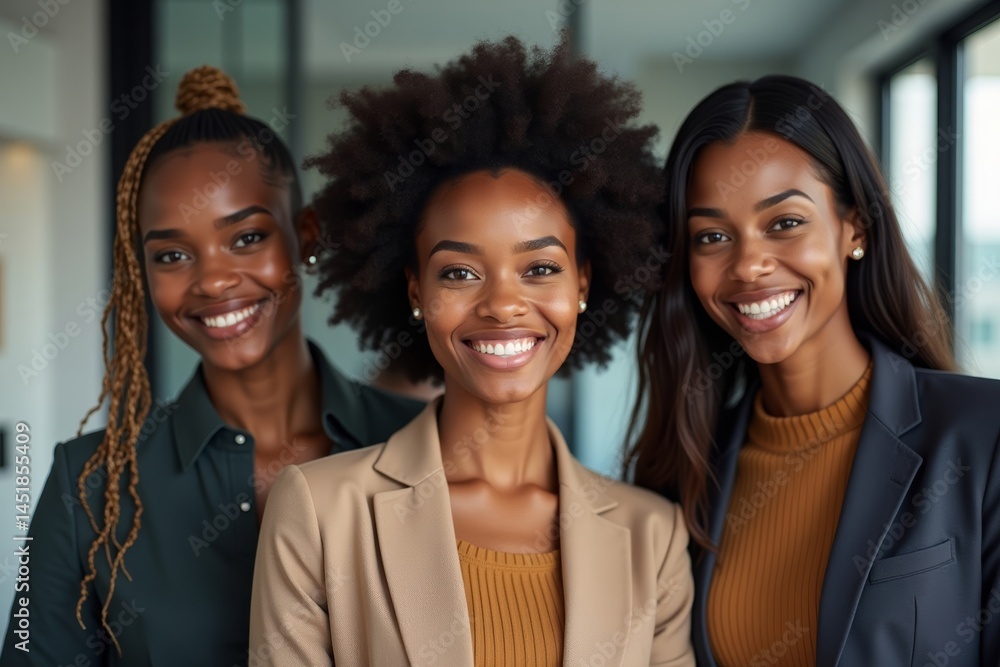 Obraz premium Close-up Headshot Portrait of a Confident African-American Business Team in an Office Setting