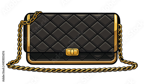 Vector illustration of a brown leather business briefcase, an old finance accessory, secured with chains, an isolated design object