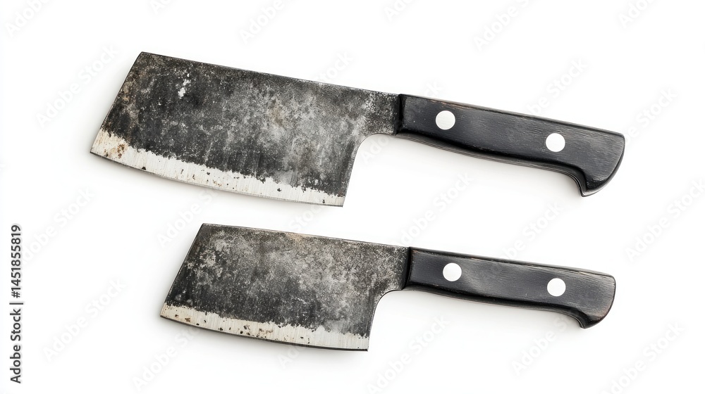 Two aged butcher knives Two aged butcher knives