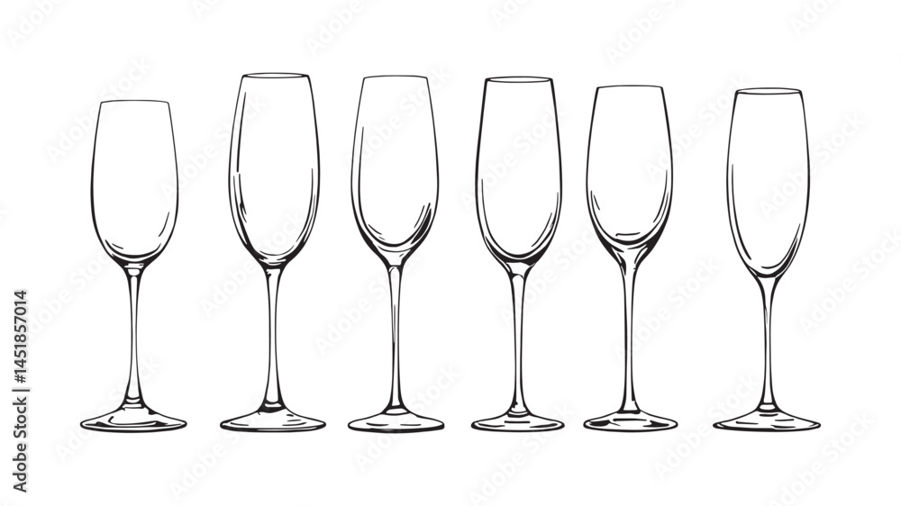 Crystal Champagne Flute line art illustration refined minimalistic beauty captured Crystal Champagne Flute line art illustration refined minimalistic beauty captured