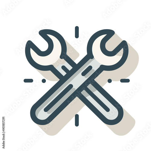 vector crossed wrenches icon representing tools and maintenance in neutral colors, copy space