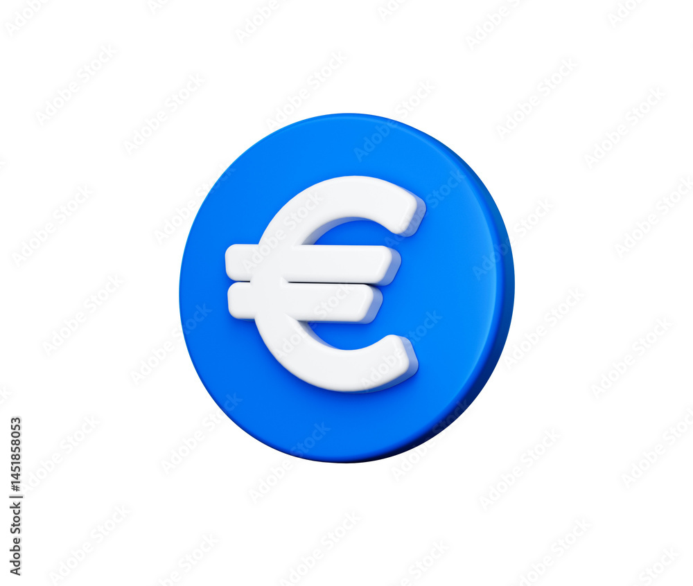 3D Blue icon with white Euro symbol, representing European currency. 3d illustration 3D Blue icon with white Euro symbol, representing European currency. 3d illustration