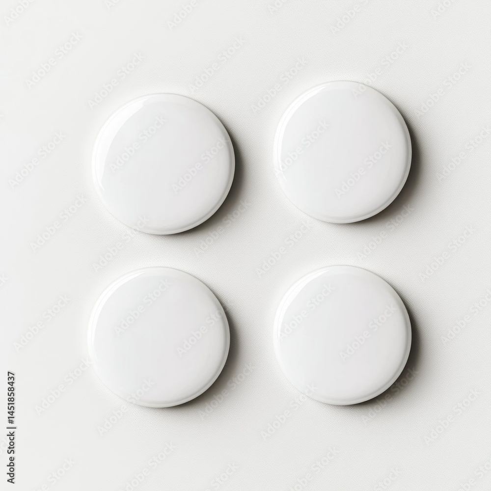 Four blank white round buttons Four blank white round buttons