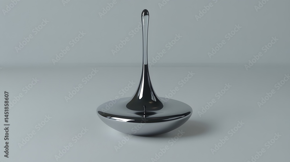 Abstract Chrome Spinning Top Minimalist Design 3D Render Abstract Chrome Spinning Top Minimalist Design 3D Render