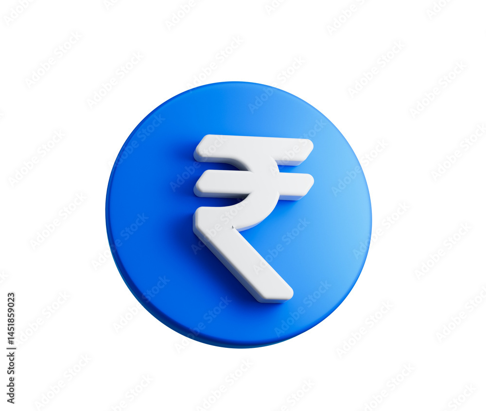 3d Blue coin with white Rupee symbol, representing Indian currency and finance. 3d illustration 3d Blue coin with white Rupee symbol, representing Indian currency and finance. 3d illustration