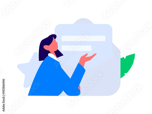 Invite friends to conduct questionnaire flat vector concept operation hand drawn illustration
