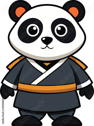Panda samurai karate mascot logo design