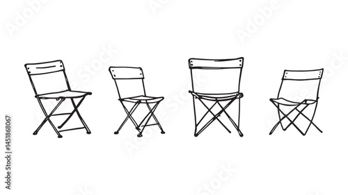 Foldable Chair Line Art Illustration Showcasing Minimalistic Functional Art