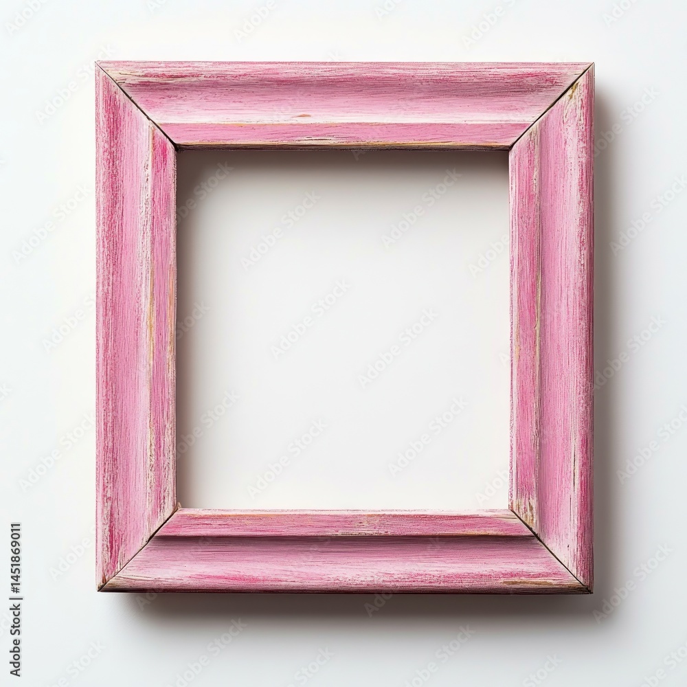 Fototapeta premium Empty pink wooden picture frame