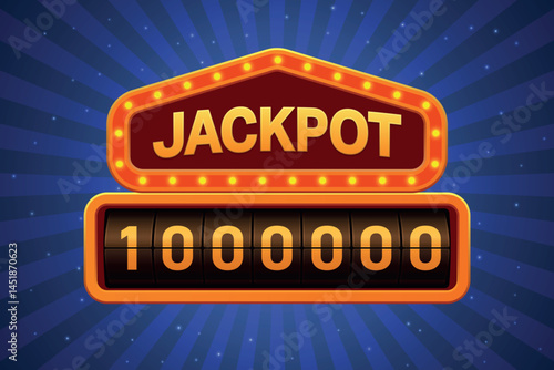 Jackpot game screen with glowing lights and million dollar display