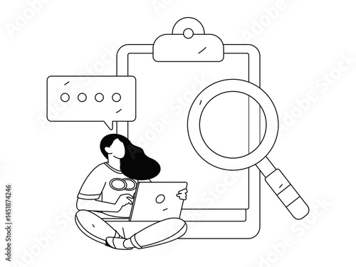 Invite friends to conduct questionnaire flat vector concept operation hand drawn illustration
