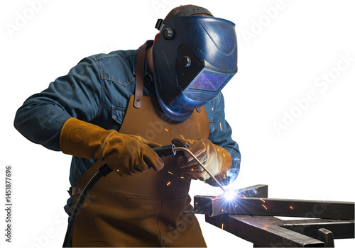 Welder at Work on Transparent background