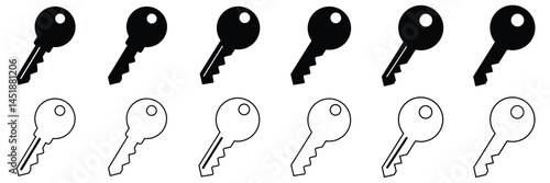 Key Icons Collection – Flat, Line, and Silhouette Styles for Security and Access Concepts